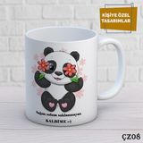 Birsence Panda Çizgi Film Karakterli Kişiye Özel Kupa Bardak - 307 ml