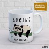 Birsence Panda Çizgi Film Karakterli Kişiye Özel Kupa Bardak. - 308 ml