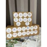 Bisaccia Karışık Okul Serisi Sevimli Yuvarlak Sticker Mat Etiket 4 cm (24 Adet)