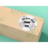Bisaccia Than You For Your Order Sticker Siyah Beyaz Yaprak Yuvarlak Etiket 4 cm -40 Adet