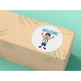 Bisaccia Welcome Sticker Hoş Geldiniz Etiketi Mat Yuvarlak Sticker Welcome To Our Opening 4 cm (40 Adet)