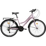 Bisan 28" Pembe-Silver Kadın Şehir Bisikleti 7 Vites 44 cm Jant ile Rahat Sürüş