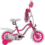 Bisan Happy Kız Çocuk Bisikleti 21CM V 12 Jant Metalik Pembe Kırmızı - Çok Renkli
