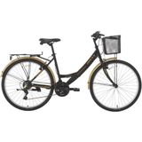 Bisan Lotus 26 Jant Şehir Bisikleti 44 Cm Unisex Çelik Kadro V-Fren 21 Vites - Mat Siyah Gold
