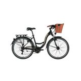 Bisan Sandy-23 Sepetli Bayan Şehir Bisikleti 43Cm V 26 Jant 21 Vites Mat Siyah Gold