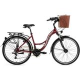 Bisan Sandy Sepetli Kadın Şehir Bisikleti 43CM V 26 Jant 21 Vites Bordo Beyaz - Çok Renkli