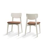BISCHAIR Yemek Masası Sandalyeleri 2 li Set Döşemeli 1. Sınıf Kayın Mutfak Sandalyeleri Dayanıklı Premium Ergonomik ve Estetik Tasarım (Opus, Beyaz)