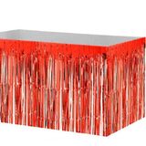 Bisepetim 70x300 cm Püsküllü Işıltılı Metalize Kırmızı Renk Masa Eteği