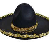Bisepetim Altın Renk Şeritli Meksika Mariachi Latin Şapkası 55 cm Çocuk