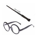 Bisepetim Harry Potter Asası 30 cm ve Siyah Çerçeveli Harry Potter Gözlüğü Seti