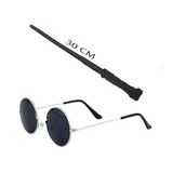 Bisepetim Harry Potter Asası 30 cm ve Siyah Metal Çerçeveli Harry Potter Gözlüğü Seti