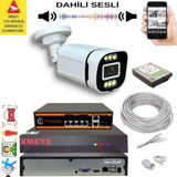 Bises 1 Li Yapay Zeka Destekli 5 Mp Görüntü Poe Bağlantılı Sesli 6 Warm LED Gece Renkli Ip Kamera Seti 4386WS - Beyaz