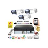 BİSES 3 lü Sesli Araç İnsan Yüz ve Hareket Algılayan 5 MP Lens 12 Warm Led Gece Renkli Kamera Seti 312WS