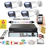 Bises 4 lü Sesli Araç İnsan Yüz ve Hareket Algılayan 5 MP Lens 12 Warm Led Gece Renkli Kamera Seti 312WS