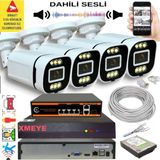 Bises 4 Lü Yapay Zeka Destekli 5 Mp Görüntü Poe Bağlantılı Sesli 6 Warm LED Gece Renkli Ip Kamera Seti 4386WS - Beyaz