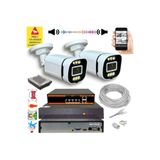 Bises 4386WS Yapay Zeka Destekli 5 MP POE 6 Warm LED Gece Renkli Görüş IP Güvenlik Kamera Seti - 2 Kameralı