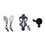BİSİKLET 3 LÜ AKSESUAR SETİ (ZİL,SULUK KAFESİ,AYNA) Siyah