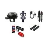BİSİKLET AYDINLATMA AKSESUAR SETİ JUMBO PAKET ( 7 PARÇA ) Kırmızı - Siyah