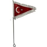 Bisiklet Bayrağı Üçgen Püsküllü 45CM - Kırmızı