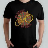 Bisiklet Bicycle Biker Bisikletçi Unisex %100 Pamuklu Bisiklet Yaka T-Shirt Model 1 - Siyah