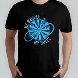 Bisiklet Bicycle Biker Bisikletçi Unisex %100 Pamuklu Bisiklet Yaka T-Shirt Model 3 - Siyah - XL