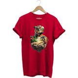 Bisiklet Dağ Tırmanışı Kask ve Bisiklet Orman Detay Tasarım Basklılı %100 Pamuk Regular Fit T-Shirt - XL - Kırmızı
