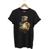 Bisiklet Dağ Tırmanışı Kask ve Bisiklet Orman Detay Tasarım Basklılı %100 Pamuk Regular Fit T-Shirt - XL - Siyah
