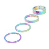 Bisiklet Furş Spacer 5'li Paket Rainbow Furş Takımı Yüzüğü Gidon Spacer Oil Slick 4x10mm 1x5mm Set