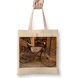 Bisiklet Garden Cafe Bez Çanta Uzun Saplı - Açık Bej - 40 X 40