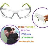 Bisiklet Gözlüğü Motorcu Rüzgar Koruyucu Ayarlanabilir Yeşil Saplı Uv Koruyuculu Şeffaf Gözlük - 1