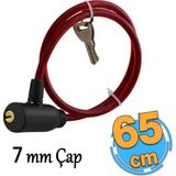 Bisiklet Halat Zincir Kilidi 65 Cm Çelik Kilit Çap 10 Mm Ø Hırsız Önle Güvenlik 1 Adet Kırmızı Renk