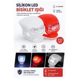 Bisiklet Işığı Led Kırmızı Beyaz 2 Li 1 Paket Bisiklet Motorsikler Silikon Lamba Ledli Flaşör Çakar Lamba Ön Arka Işık