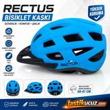 Bisiklet Kaskı Y-48 (Mavi Yetişkin Vizörlü Led Işıklı Beden 58/61)
