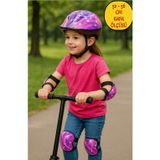 Bisiklet Kaykay Paten Scoaoter Için Koruyucu Kask Dizlik Dirseklik Set - Mor (52 - 56 cm Kafa Ölçüsü)
