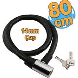 Bisiklet Kilidi 80 Cm Halat Zincir Kilit Motosiklet Çelik Kilit Çap 14 Ø Hırsız Önleme Güvenlik