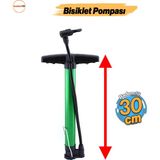 Bisiklet Pompası 30 Cm El Tipi Ayak Tutamaklı Hava Top Şişirme Standart Plastik Başlıklı Uçlu Borulu