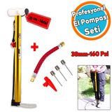 Bisiklet Pompası 6'Lı Seti El Tipi Ayak Tutamaklı Metal Borulu Top Lastik Şambrel Şişirme Uçlu
