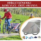 Bisiklet Römork Koruma Örtüsü, Bisiklet Römork Brandası, Su Geçirmez, Güneşten Korur, Toz ve Kir Önleyici Kılıf - Gri