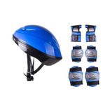 Bisiklet Scooter Kaykay Kask Dizlik Dirseklik Koruyucu Set Mavi