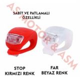 Bisiklet Silikon Ledli Lamba Süper 2 Adet. Taze Pilleriyle Kırmızı-Beyaz