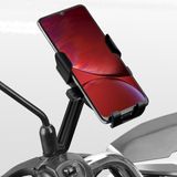 Bisiklet ve Motosiklet Için Dikiz Aynası Cep Telefonu Tutucusu USB Yuvası Kablolu - Siyah