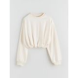 Bisiklet Yaka Basic Kız Çocuk Sweatshirt (W5) - 9 - 10 Yaş - Ekru