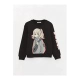 Bisiklet Yaka Baskılı Uzun Kollu Kız Çocuk Sweatshirt (W3)