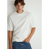 Bisiklet Yaka Beyaz Tişört Loose Fit/Bol Rahat Kesim 0611614-70057 Beyaz-70057 XL