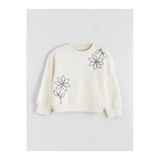 Bisiklet Yaka Çiçekli Kız Çocuk Sweatshirt (W5)