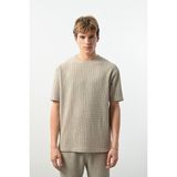 Bisiklet Yaka Dokulu Erkek T-Shirt - Gri - XL