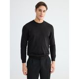 Bisiklet Yaka Erkek Triko Kazak - Siyah - 3XL