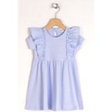 Bisiklet Yaka Fırfırlı Beli Büzgülü Bebe Mavisi Renk Kız Çocuk Elbise - 5 - 6 Yaş