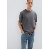 Bisiklet Yaka Gri Basic Tişört Loose Fit/Bol Rahat Kesim 066249-86569 Gri-86569 L