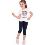 Bisiklet Yaka Kedi Baskılı Ekru Renk Kız Çocuk Taytlı Takım - 2 - 3 Yaş